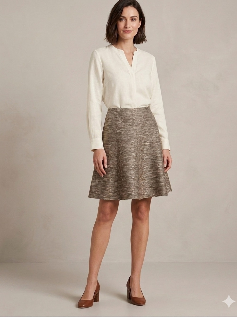 Lafayette 148 New York Skirt 4P Brown Gold Metallic Textured A-Line Flared Lined